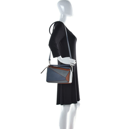 Loewe Calfskin Small Puzzle Bag Stone Blue Indigo Tan 2 of 9