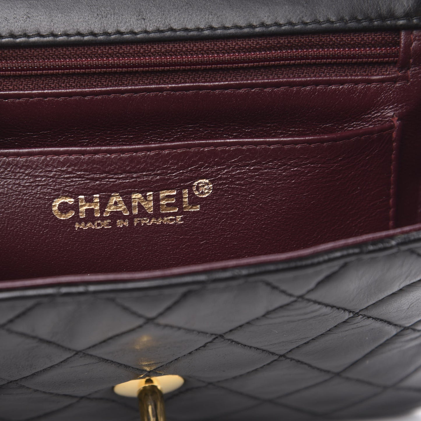 Lambskin Quilted Mini Square Flap Black