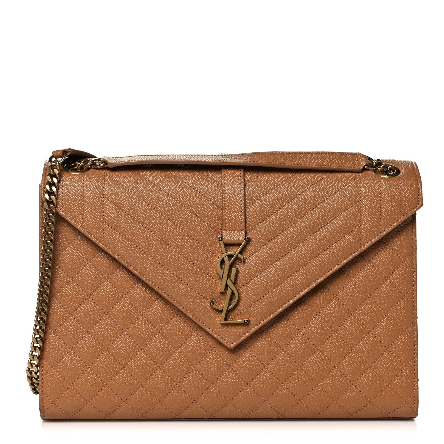 Saint Laurent Grain De Poudre Textured Mixed Matelasse Triquilt Large Monogram Satchel Dune 1 of 14