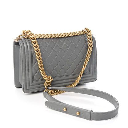 Chanel Calfskin Quilted Medium Boy Flap Grey 2 of 9