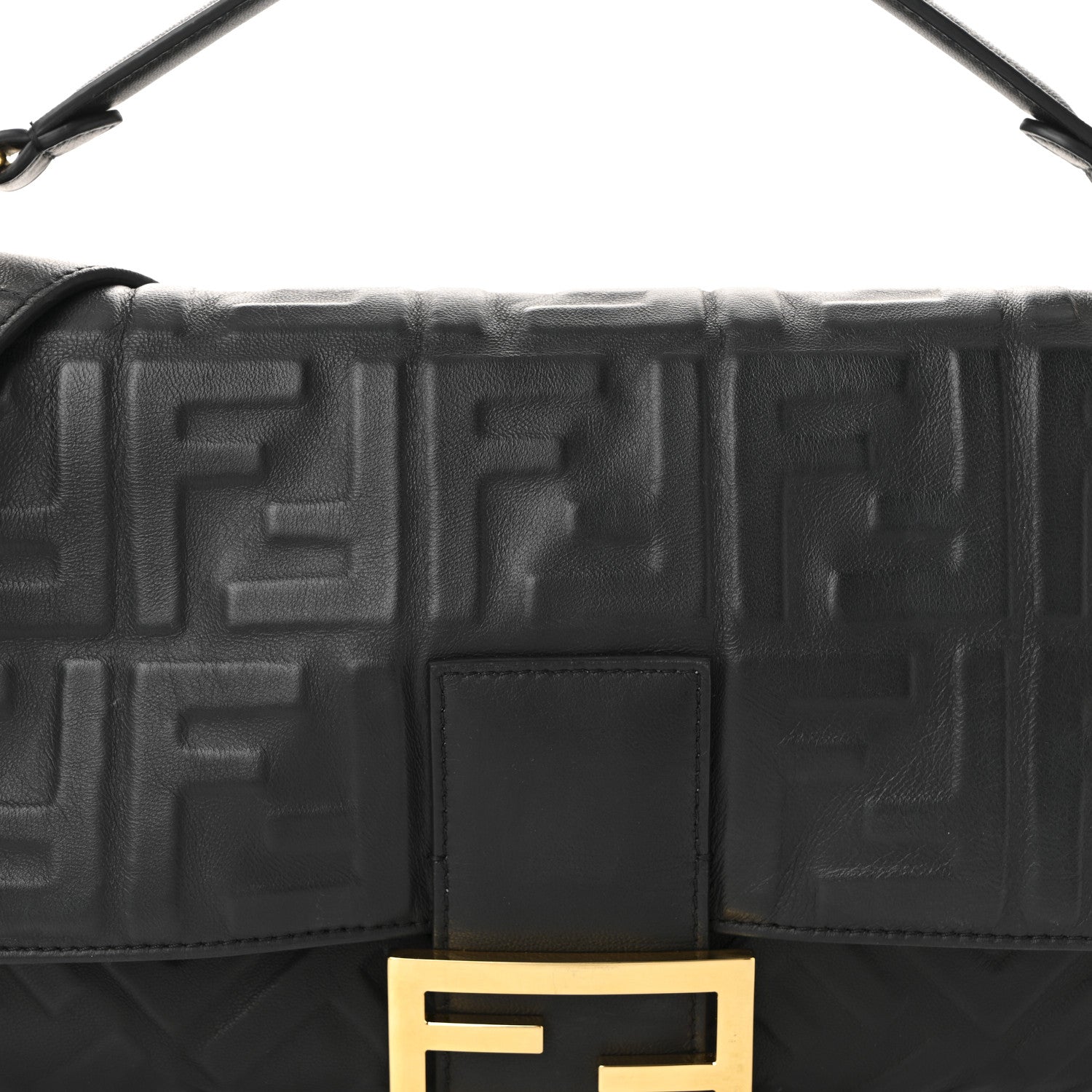 Fendi Nappa FF 1974 Embossed Large Baguette Black 8 of 10