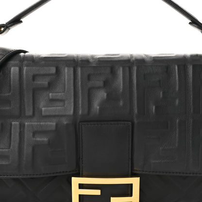 Fendi Nappa FF 1974 Embossed Large Baguette Black 8 of 10