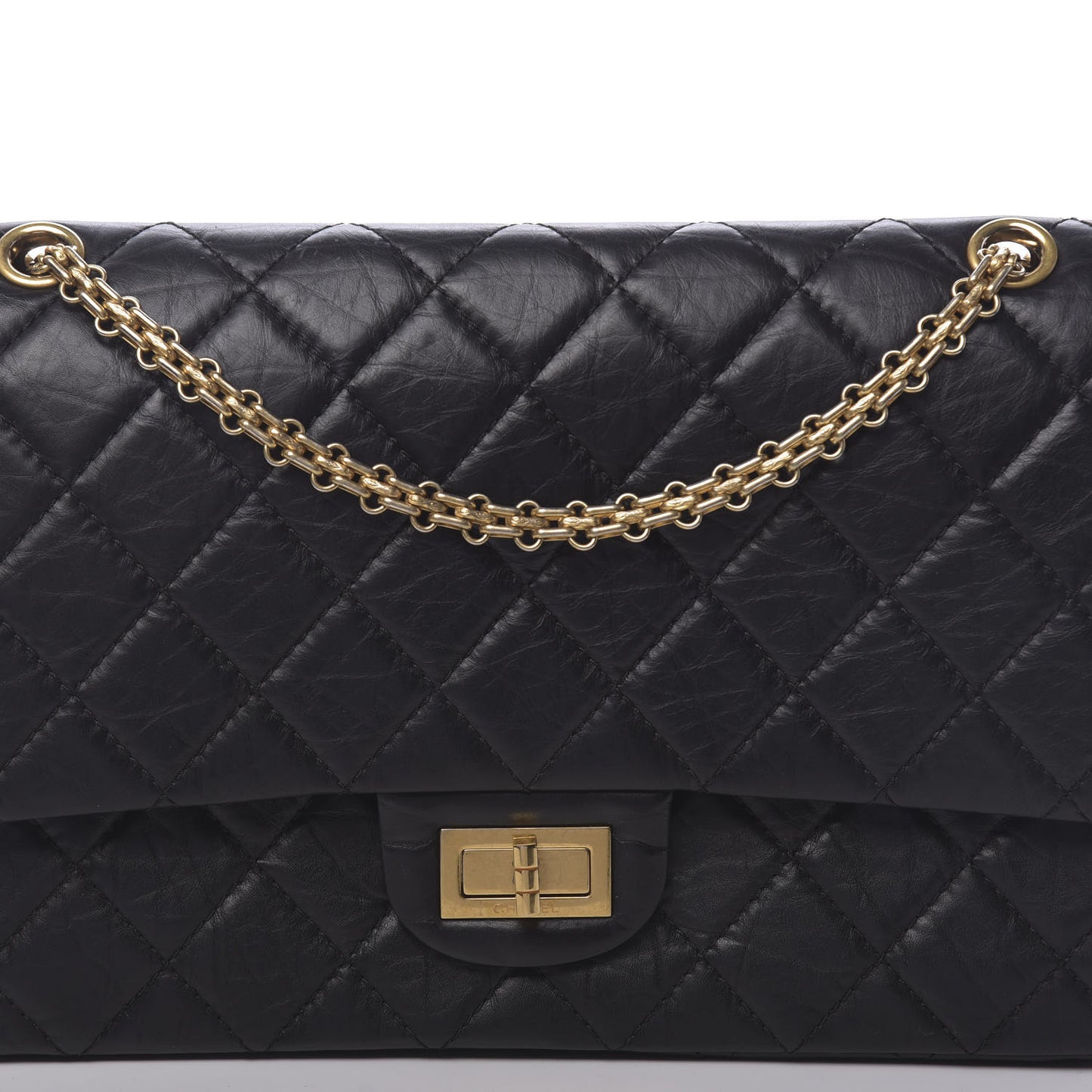 Aged Calfskin Quilted 2.55 Reissue 227 Flap Black