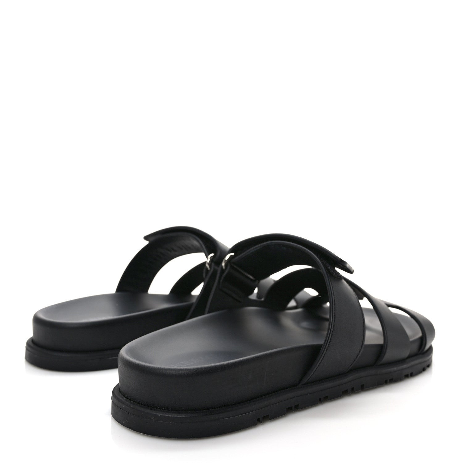 Hermes Calfskin Womens Chypre Sandals 37.5 Black 5 of 9