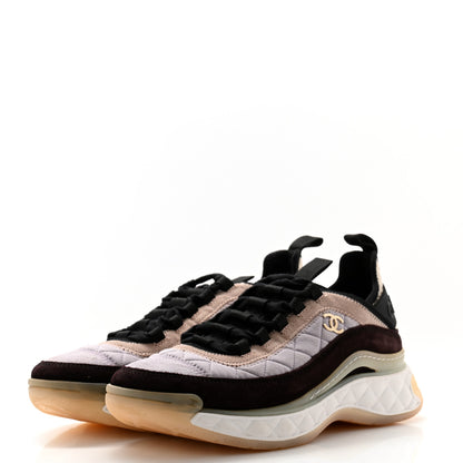 Chanel Velvet Calfskin Mixed Fibers CC Sneakers 39 Light Purple Beige 3 of 8