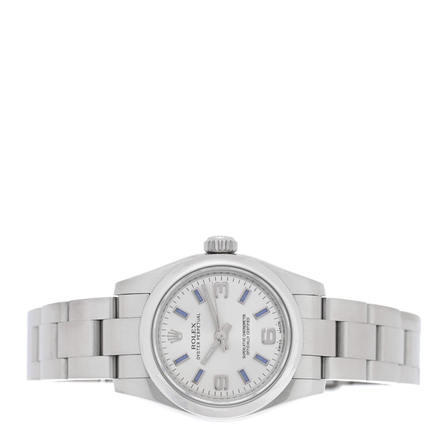 Rolex Stainless Steel 26mm Oyster Perpetual Watch Blue Index 176200 2 of 4