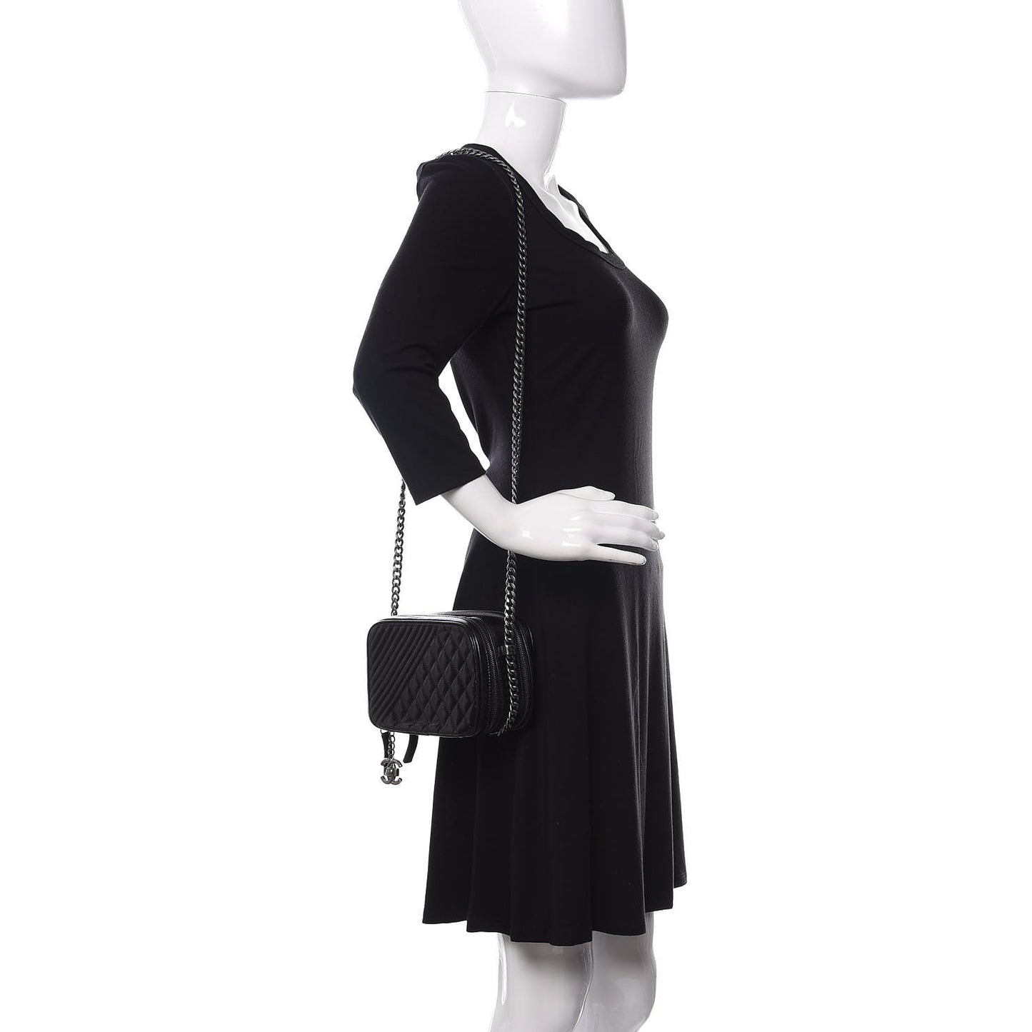 Lambskin Quilted Small Coco Boy Camera Case Black