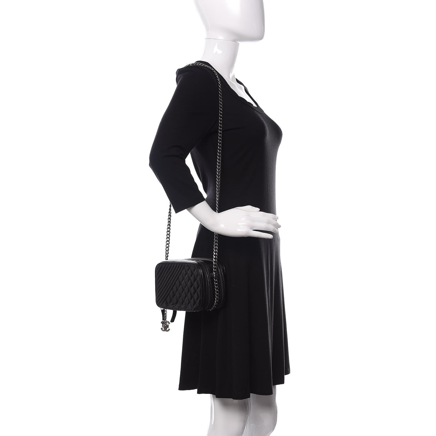 Chanel Lambskin Quilted Small Coco Boy Camera Case Black 2 of 11