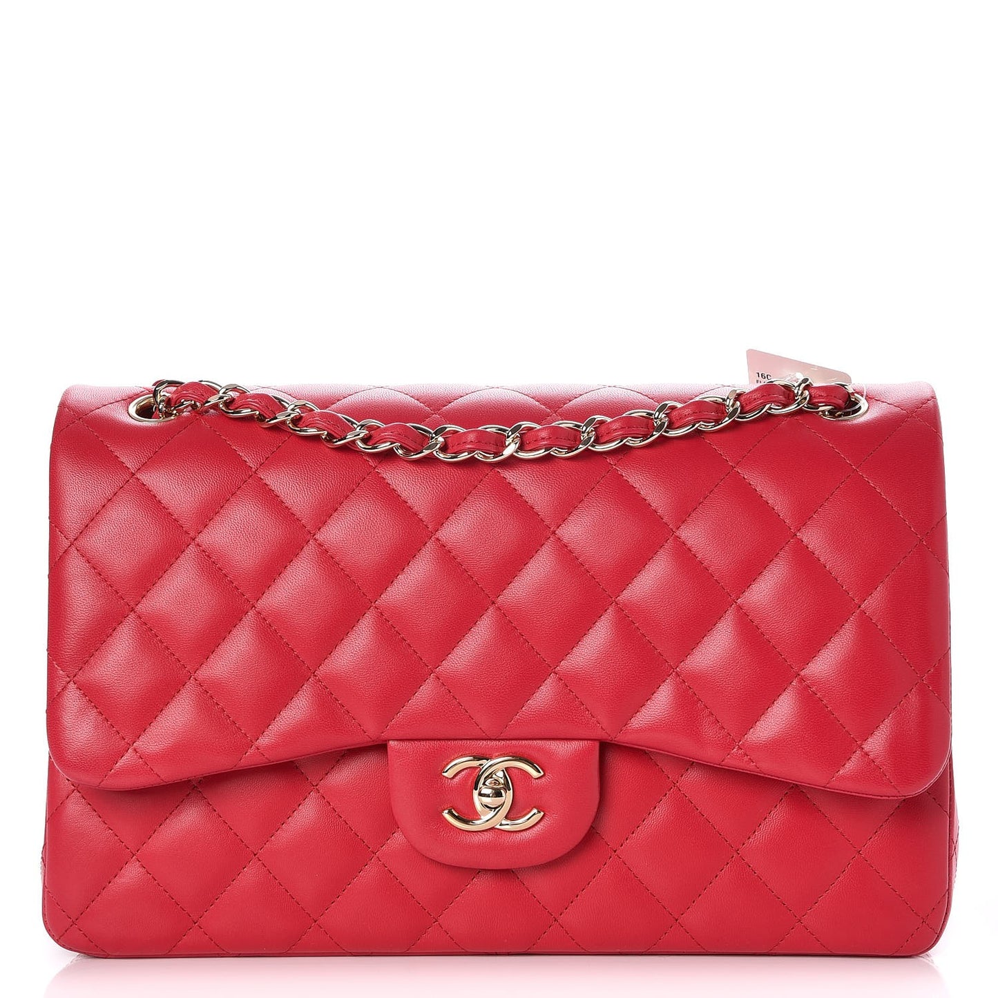 Lambskin Quilted Jumbo Double Flap Red