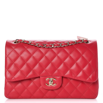 Chanel Lambskin Quilted Jumbo Double Flap Red 1 of 10