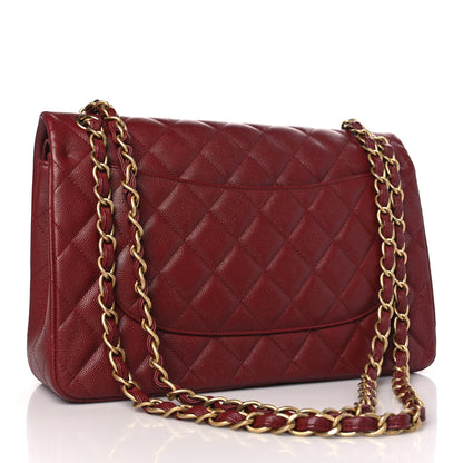 Chanel Iridescent Caviar Quilted Jumbo Double Flap Burgundy 3 of 10