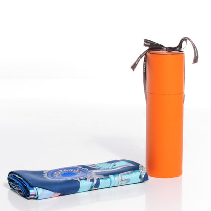 Hermes Silk Festival des Amazones Maxi Twilly Marine Turquoise Rose 5 of 5