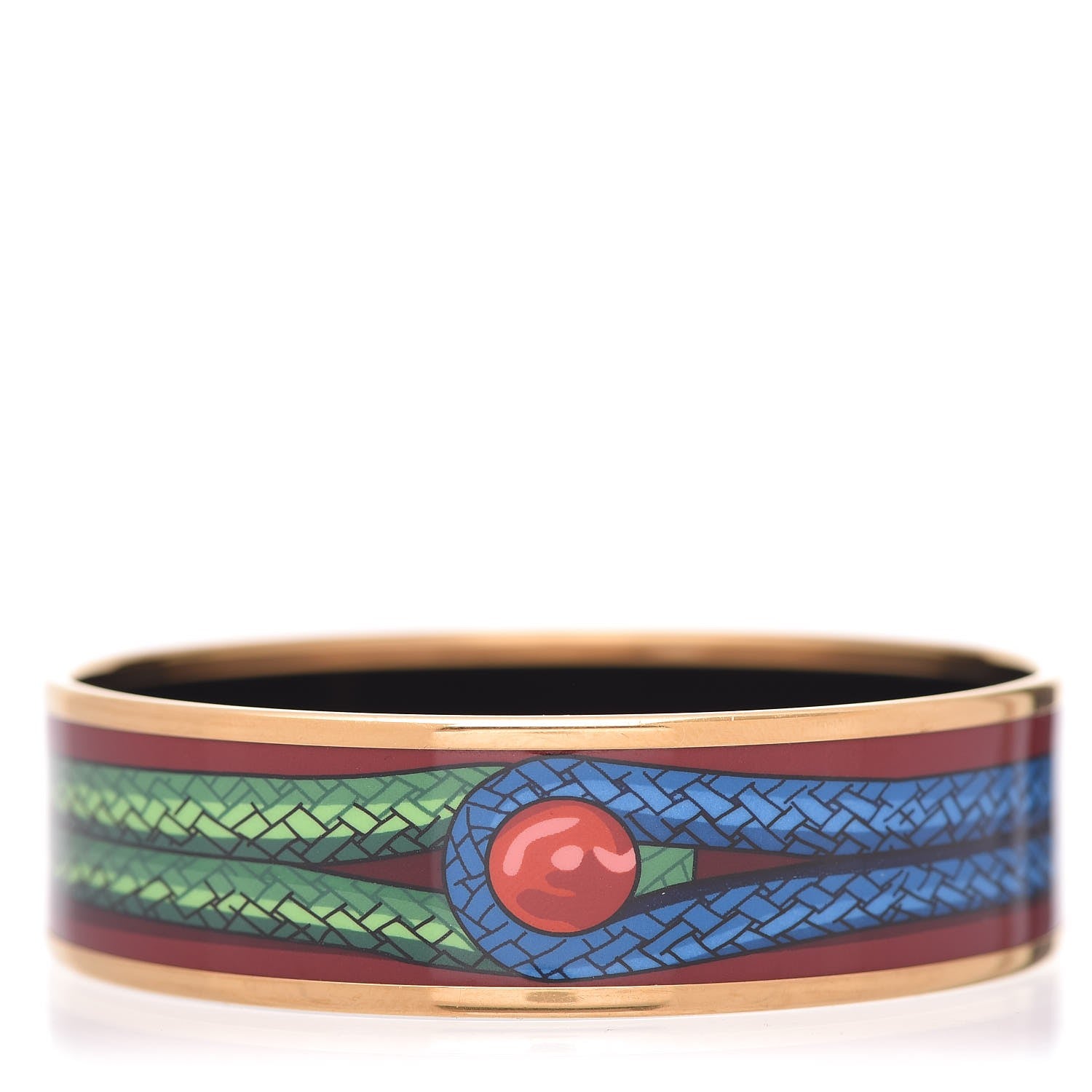 Hermes Enamel Printed Wide Brandenburgs Bracelet 65 3 of 5