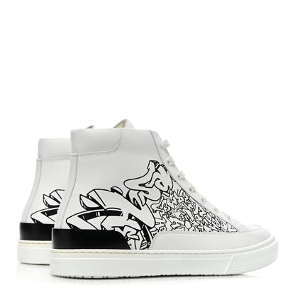 Hermes Calfskin Graff Print Mens District Sneakers 41 White Black 5 of 10