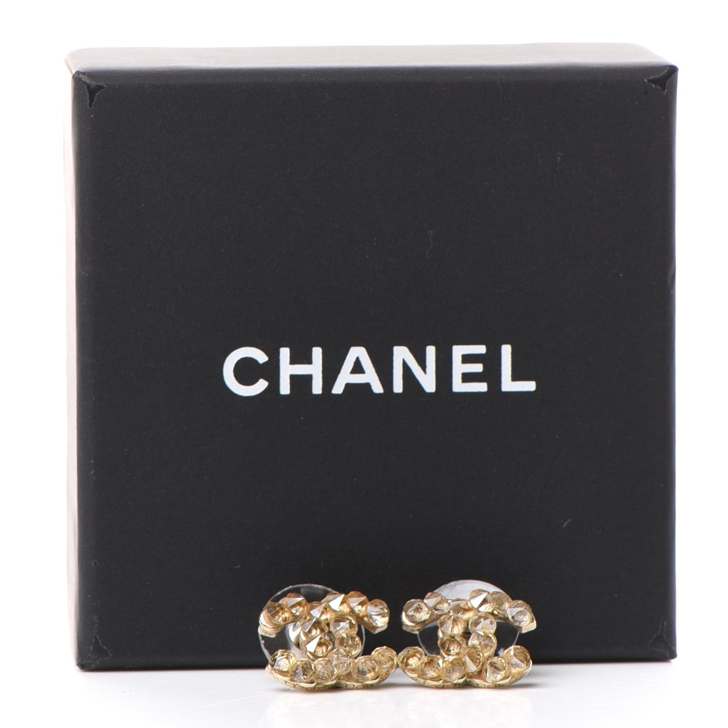 Poured Glass CC Earrings Light Gold
