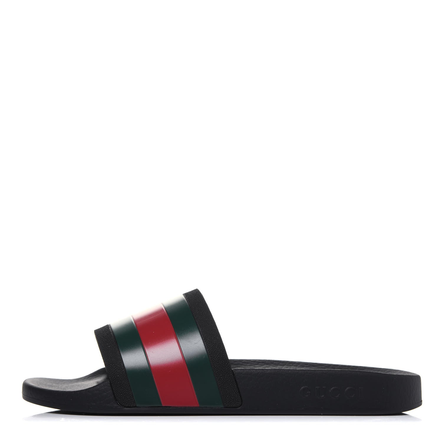 Gucci Rubber Web Mens Pool Slide Sandals 9 Black Green Red 1 of 8