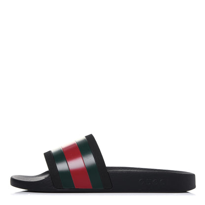 Gucci Rubber Web Mens Pool Slide Sandals 9 Black Green Red 1 of 8