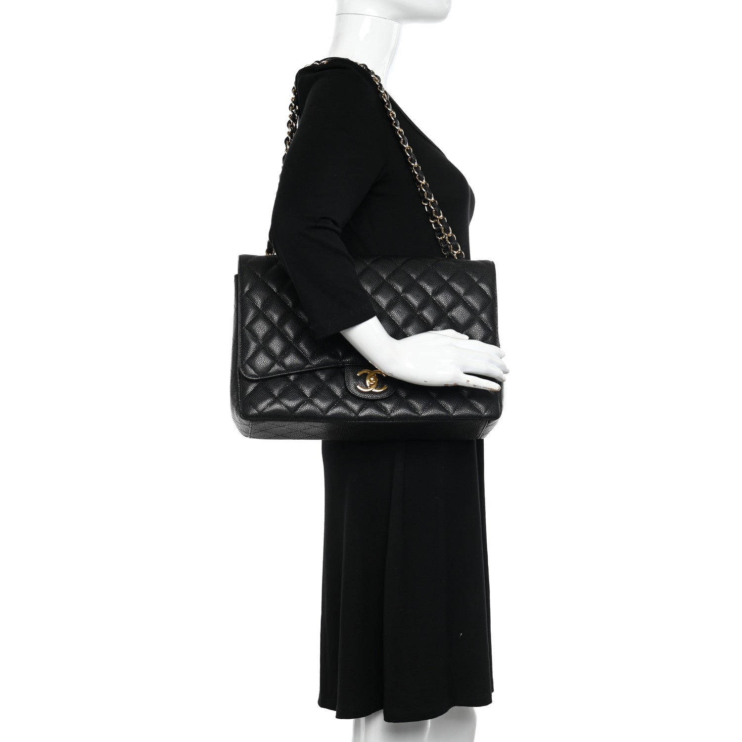 Chanel Caviar Quilted Maxi Double Flap Black 2 of 10
