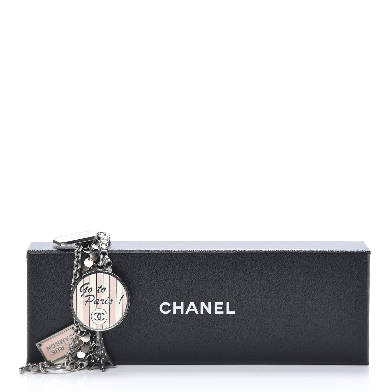Chanel Enamel Crystal Pearl Paris Souvenirs Charm Bracelet Silver Rose White 4 of 4