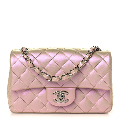 Chanel Iridescent Calfskin Quilted Mini Rectangular Flap Pink 1 of 9