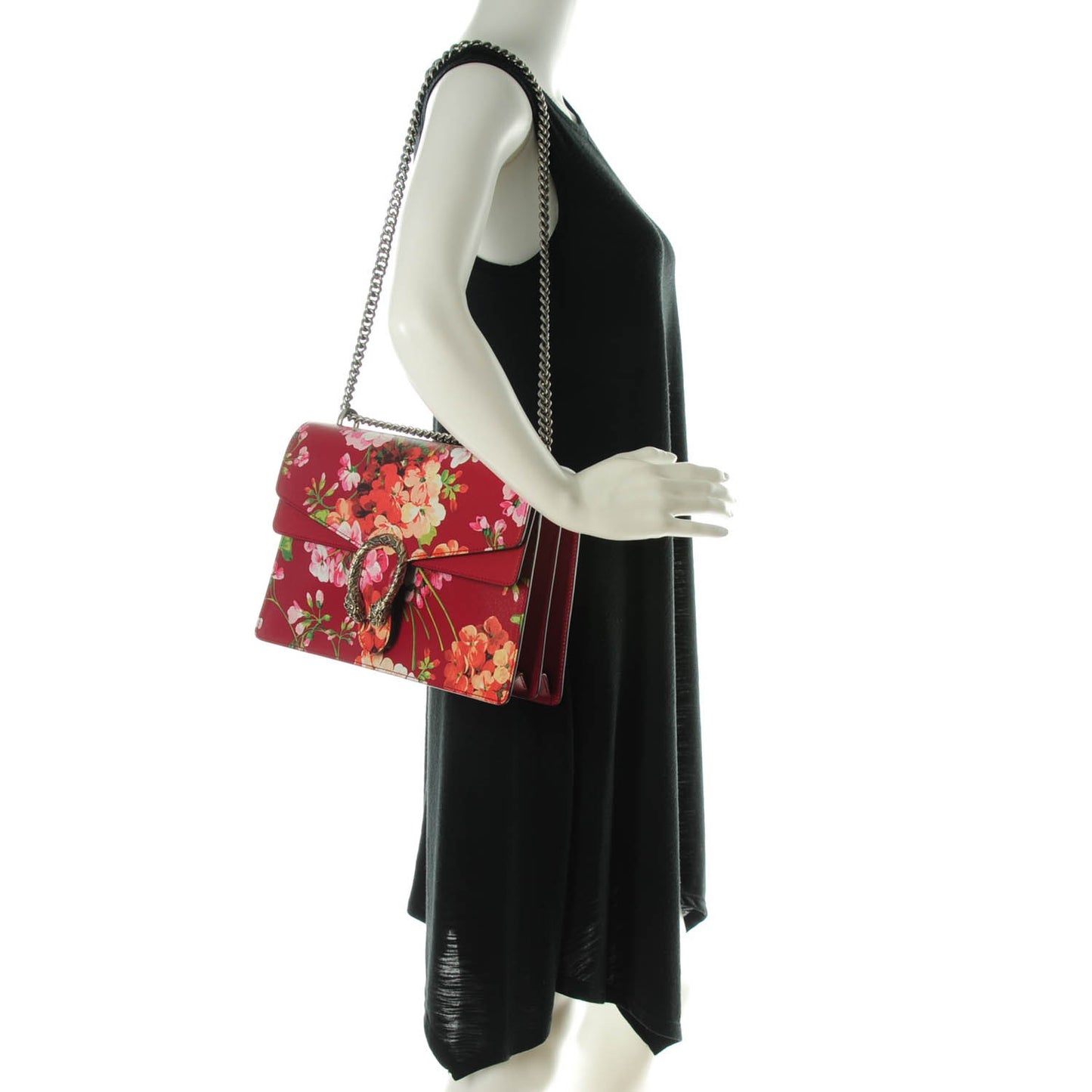 Calfskin Blooms Print Medium Dionysus Shoulder Bag Romantic Cherry Multicolor