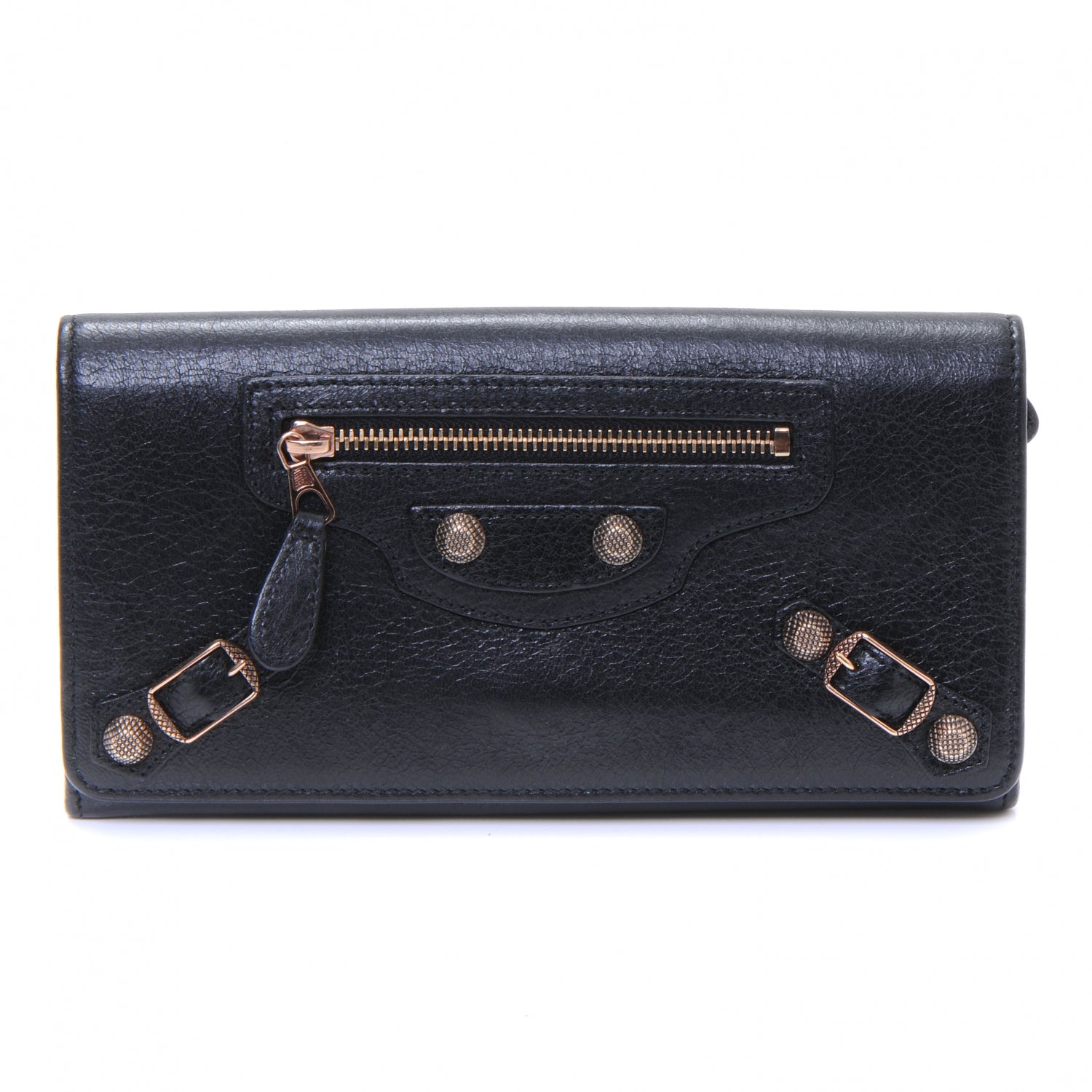 Balenciaga Agneau Giant 12 Rose Gold Hardware Money Wallet Black 1 of 7