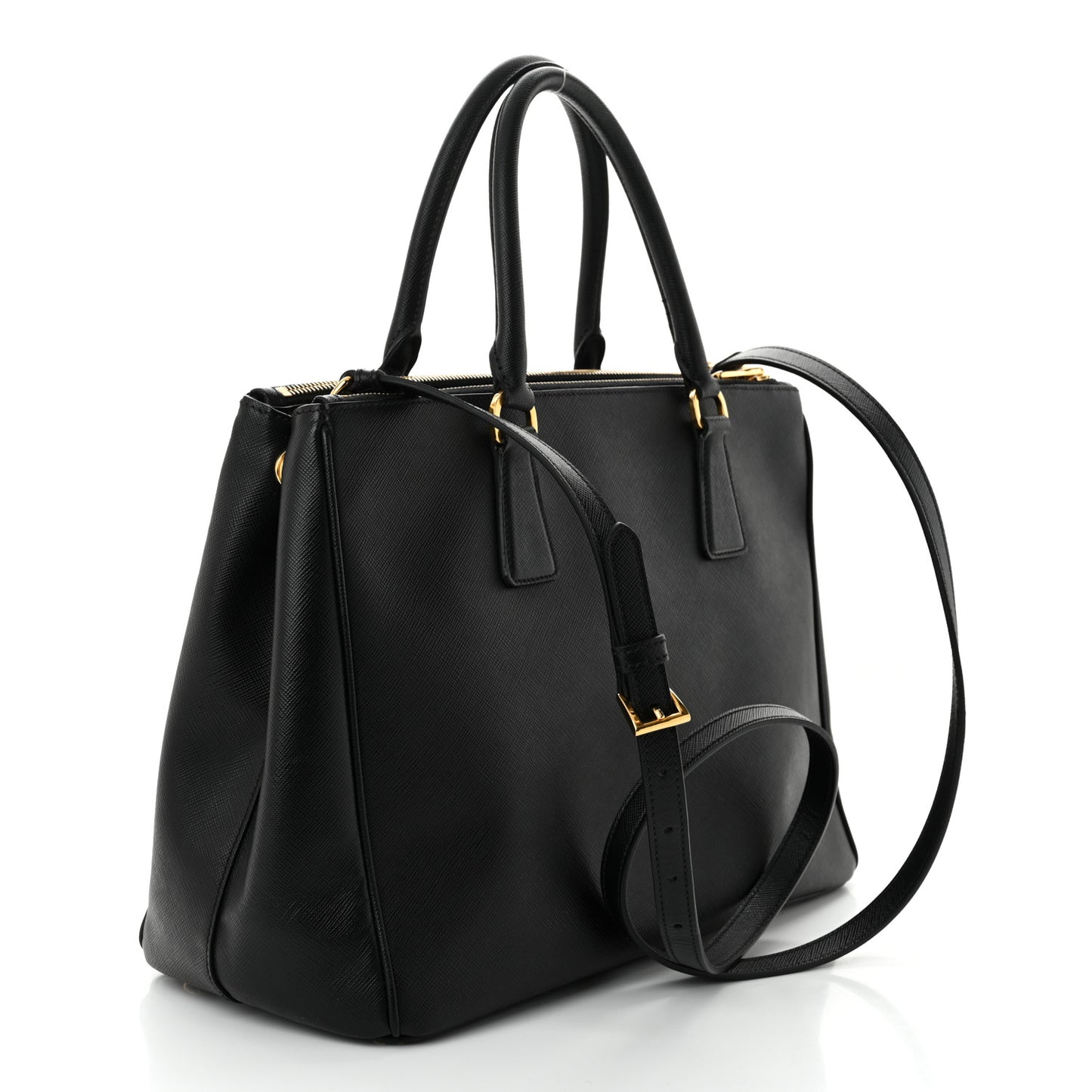 Saffiano Medium Galleria Double Zip Tote Black