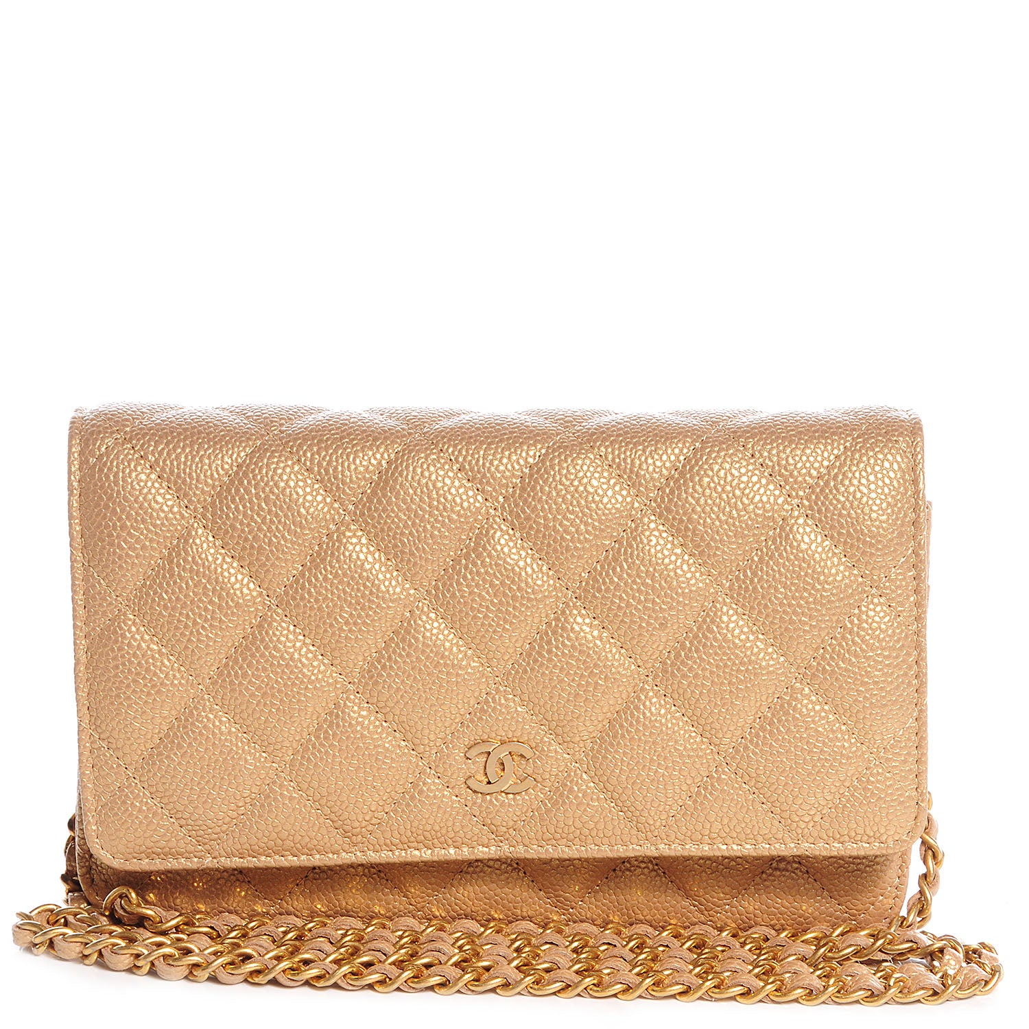 Chanel Caviar Quilted Wallet on Chain WOC Gold 1 of 9