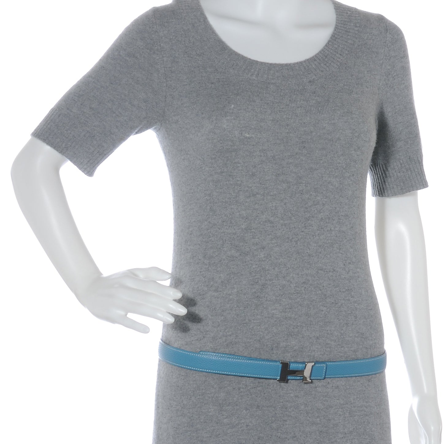 Hermes Box Togo Reversible Constance 24mm H Belt Blue Jean and Chocolate 90 2 of 5