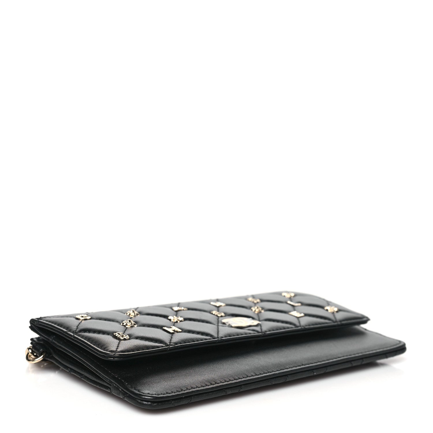 Chanel Lambskin Quilted All About Chanel Charm Wristlet Wallet Black 4 of 9