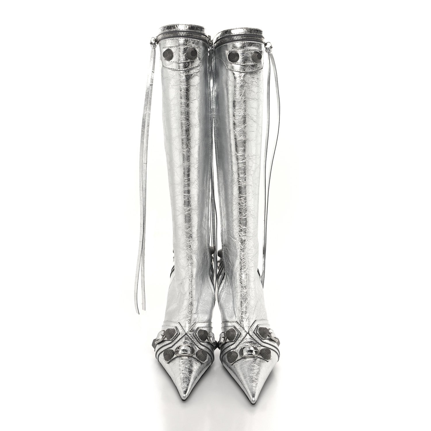 Balenciaga Metallic Agneau Arena Cagole 90mm Boots 37 Silver 2 of 8