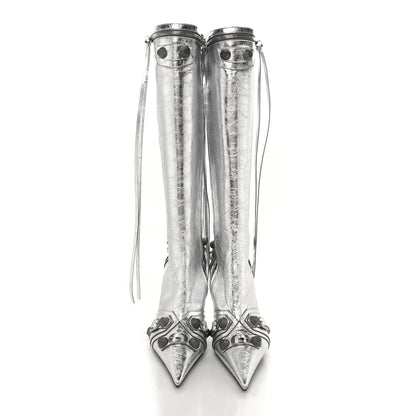 Balenciaga Metallic Agneau Arena Cagole 90mm Boots 37 Silver 2 of 8