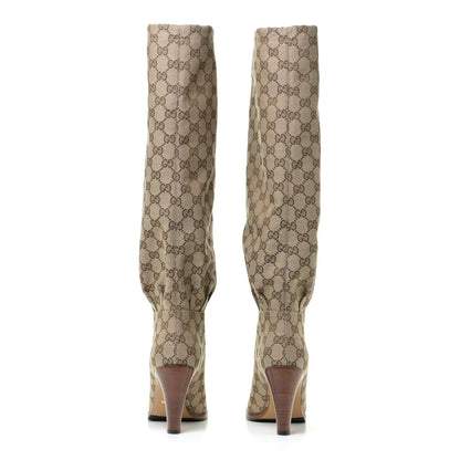 Gucci Monogram Over the Knee Boots 38.5 Beige Ebony 5 of 10