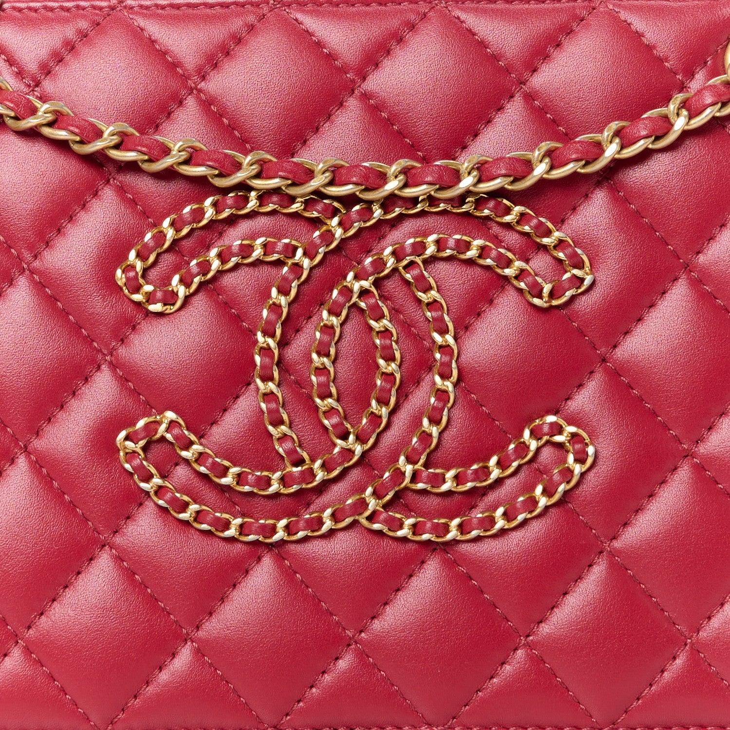 Chanel Calfskin Quilted CC Small Once Upon A Time Tote Red 8 of 10