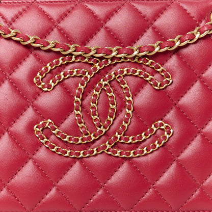 Chanel Calfskin Quilted CC Small Once Upon A Time Tote Red 8 of 10