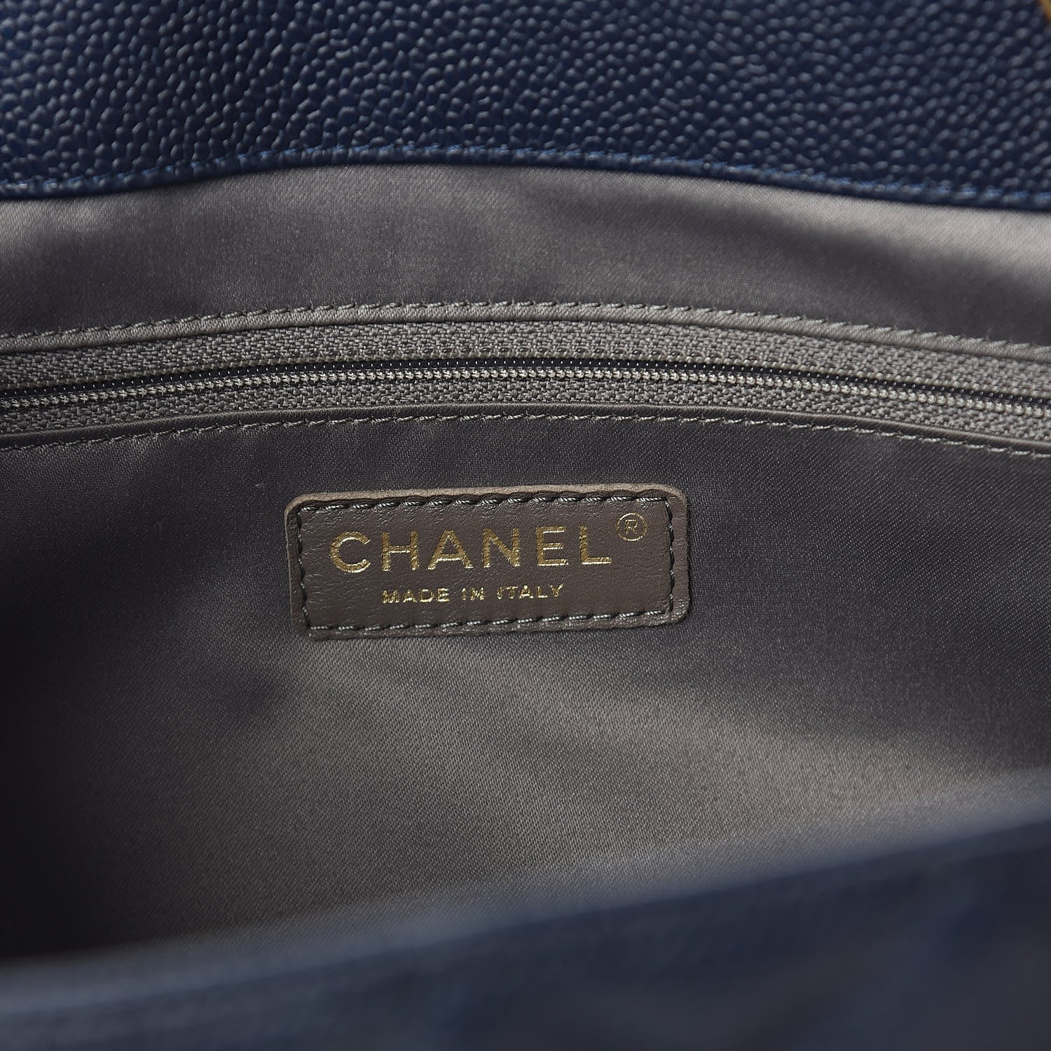 Chanel Caviar Quilted XL Grand Shopping Tote GST Blue 6 of 11