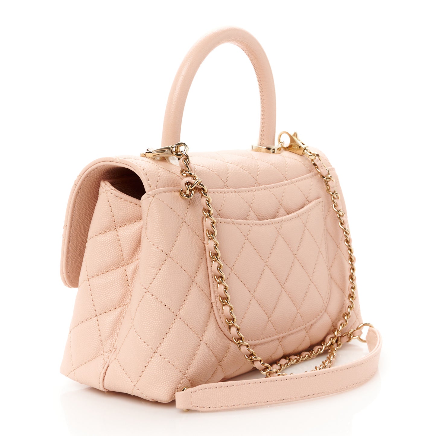 Caviar Quilted Mini Coco Handle Flap Light Pink