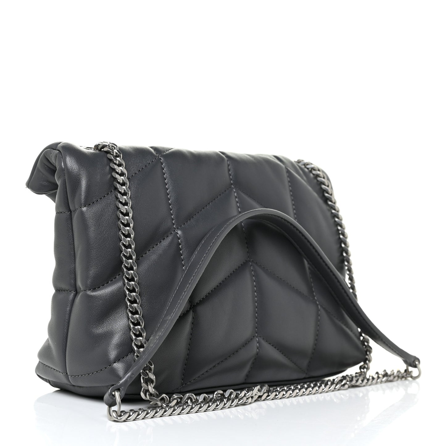 Lambskin Quilted Toy Loulou Puffer Monogram Chain Satchel Storm
