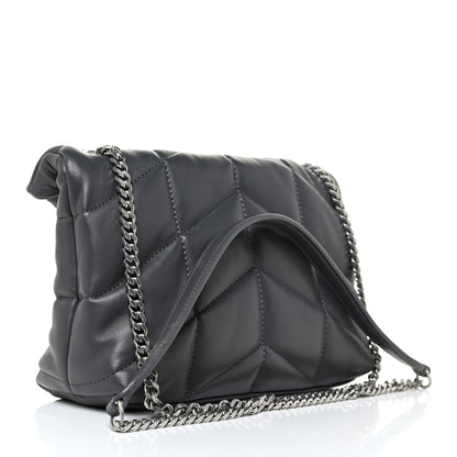 Saint Laurent Lambskin Quilted Toy Loulou Puffer Monogram Chain Satchel Storm 3 of 13