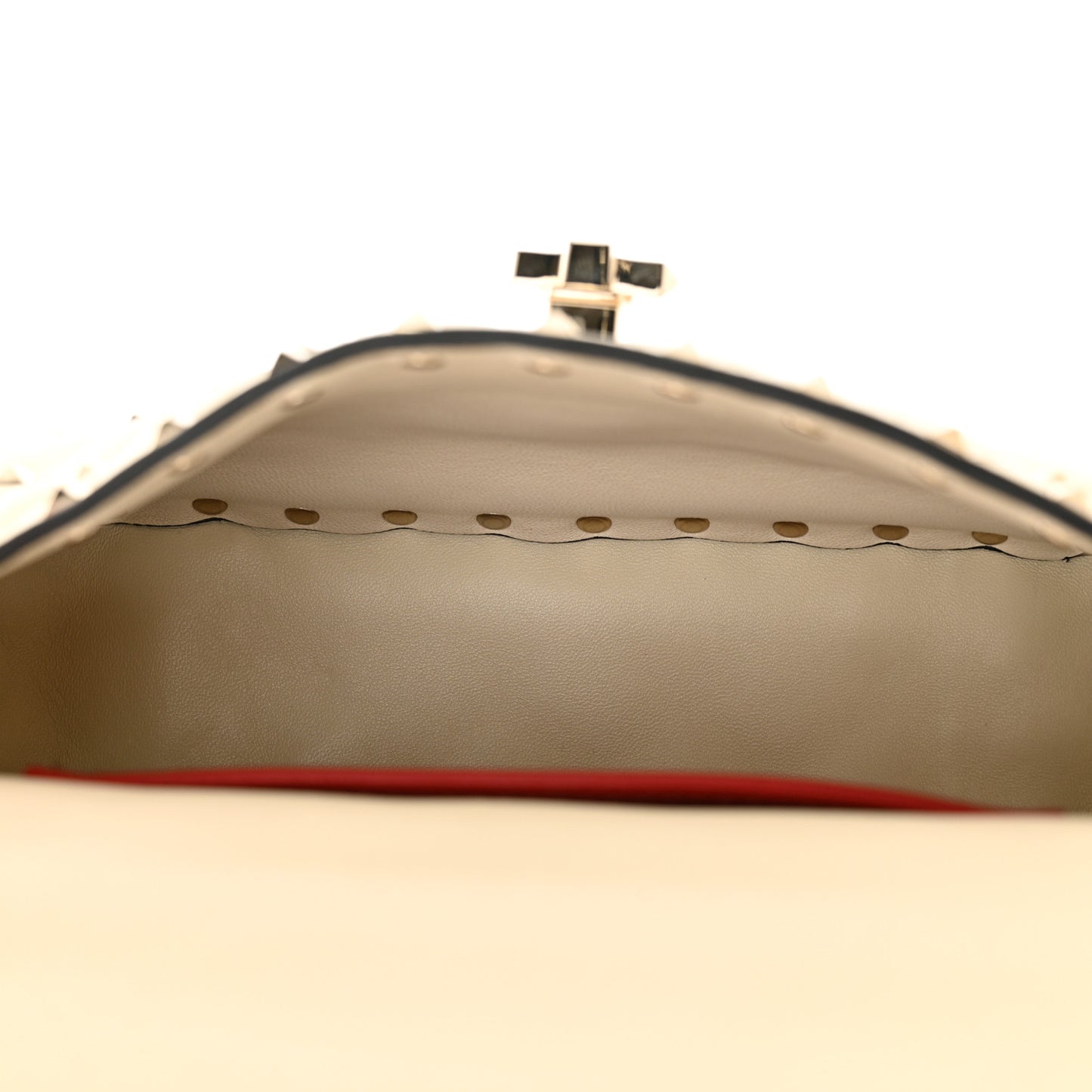 Nappa Small Rockstud Spike Shoulder Bag Light Ivory