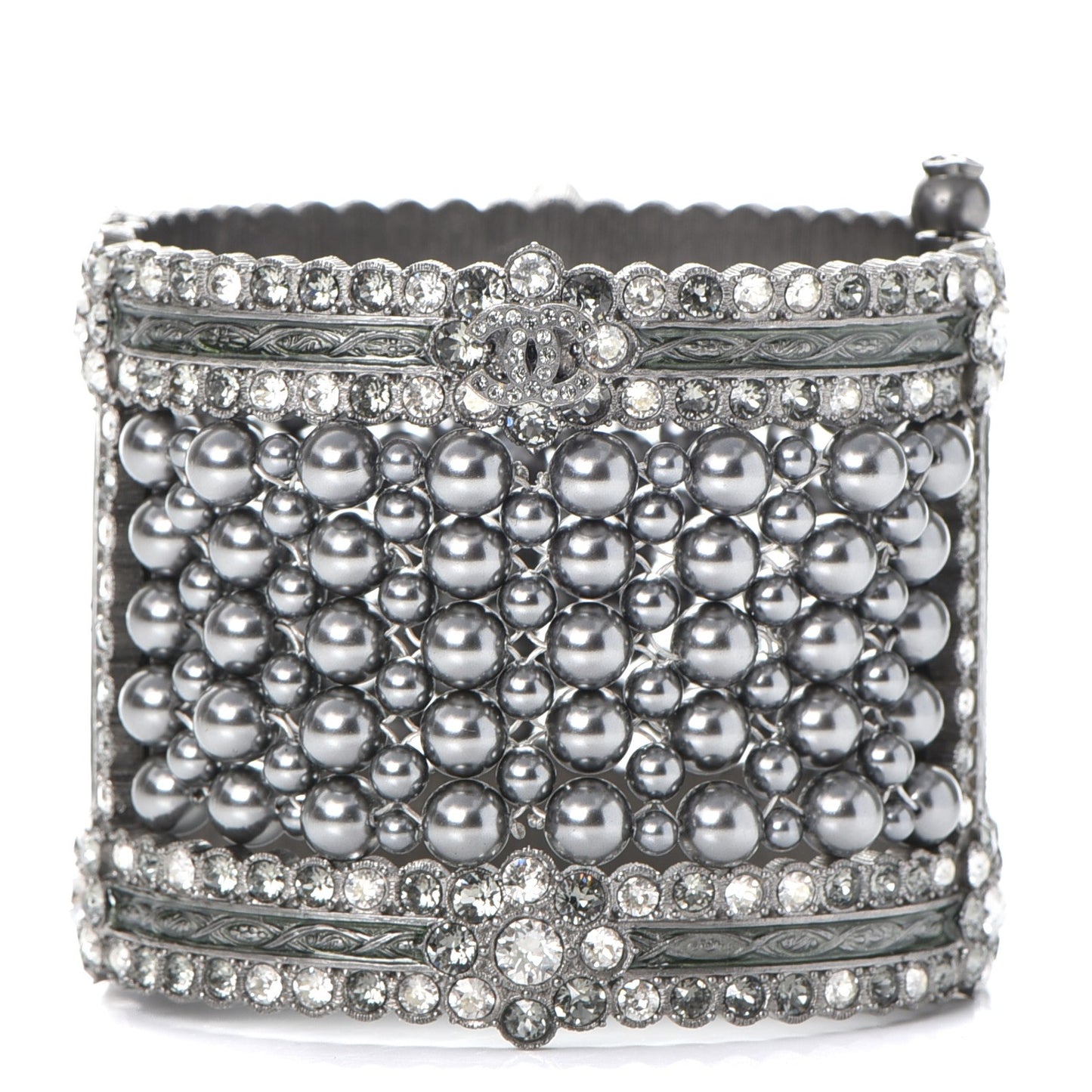 Ruthenium Beaded Crystal CC Wide Cuff