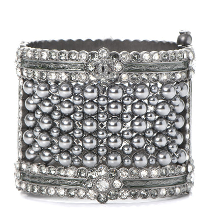 Chanel Ruthenium Beaded Crystal CC Wide Cuff 1 of 5