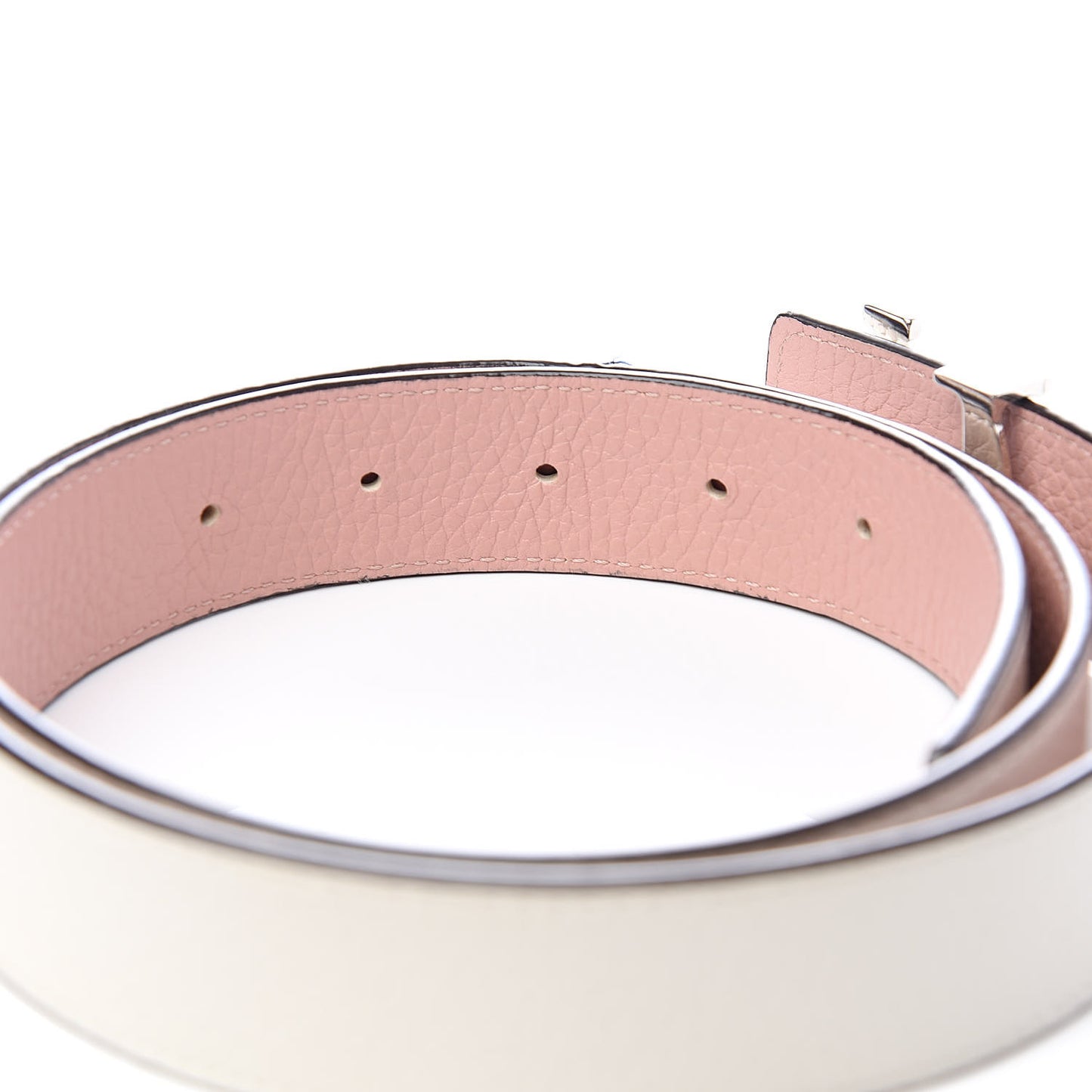 Taurillon Calfskin LV Initiales Reversible Belt 85 34 Ivory