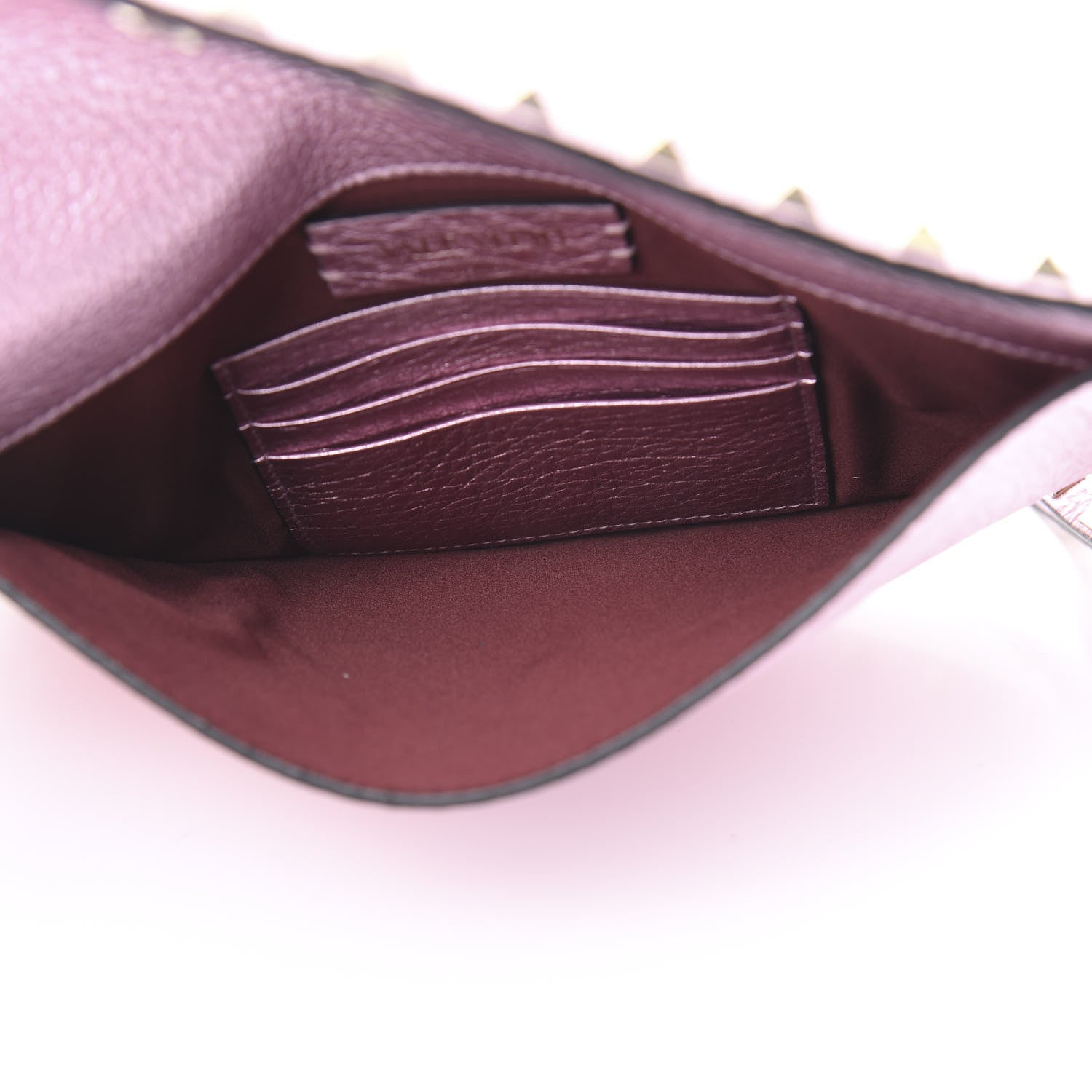 Valentino Garavani Metallic Pebbled Calfskin Medium Rockstud Envelope Flat Wristlet Pouch Giacinto 5 of 7