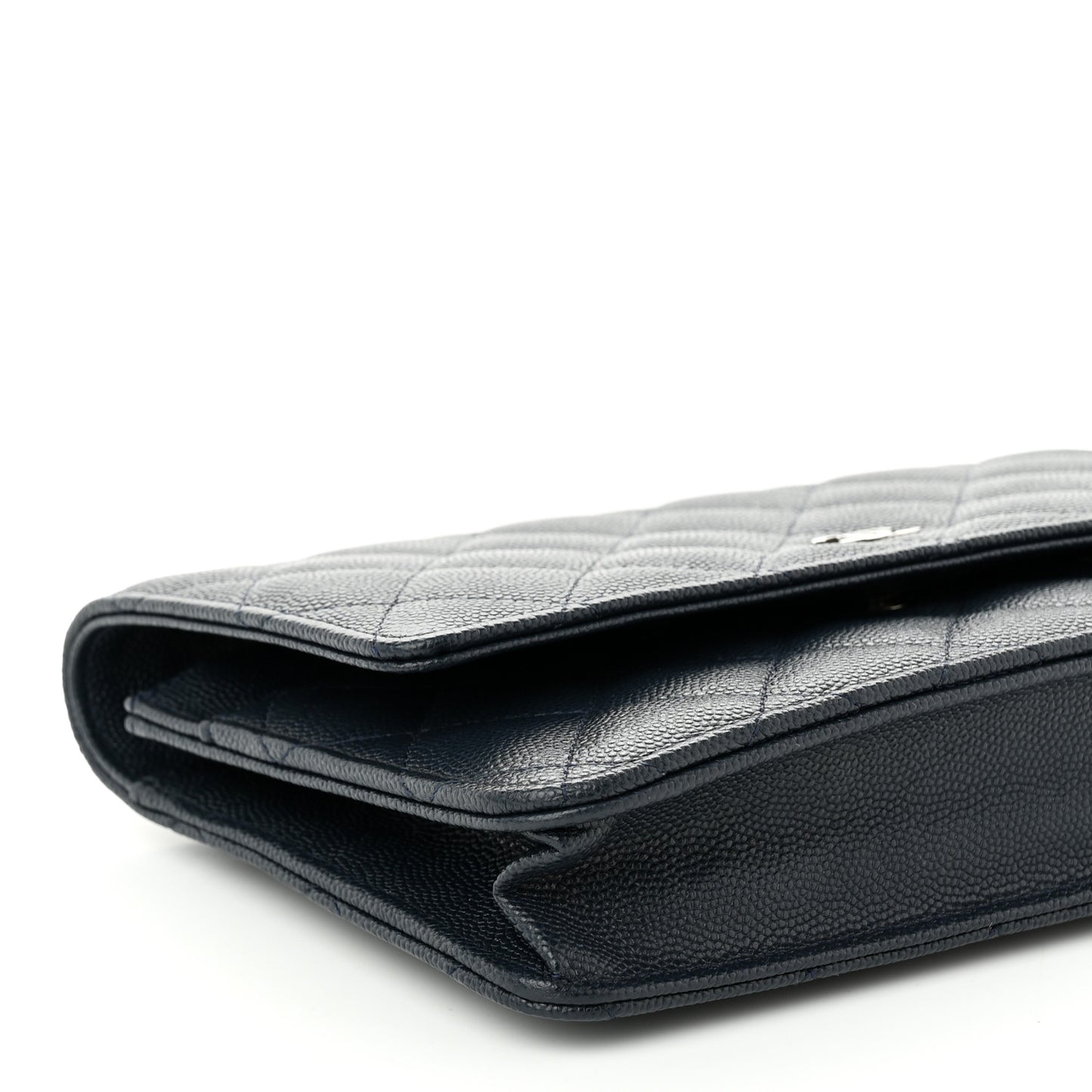 Caviar Quilted Wallet on Chain WOC Navy Blue