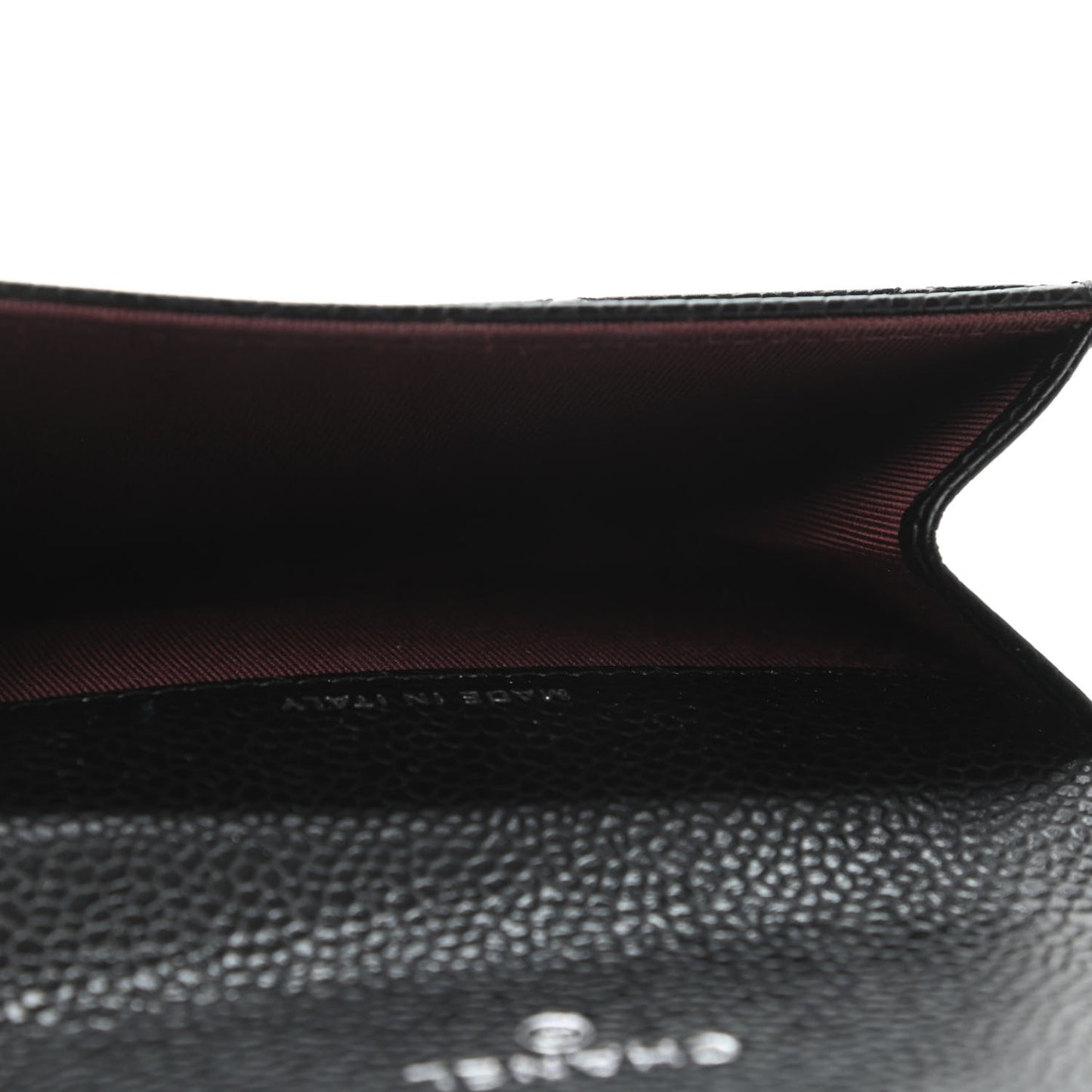 Caviar Quilted Flap Card Holder Wallet Black