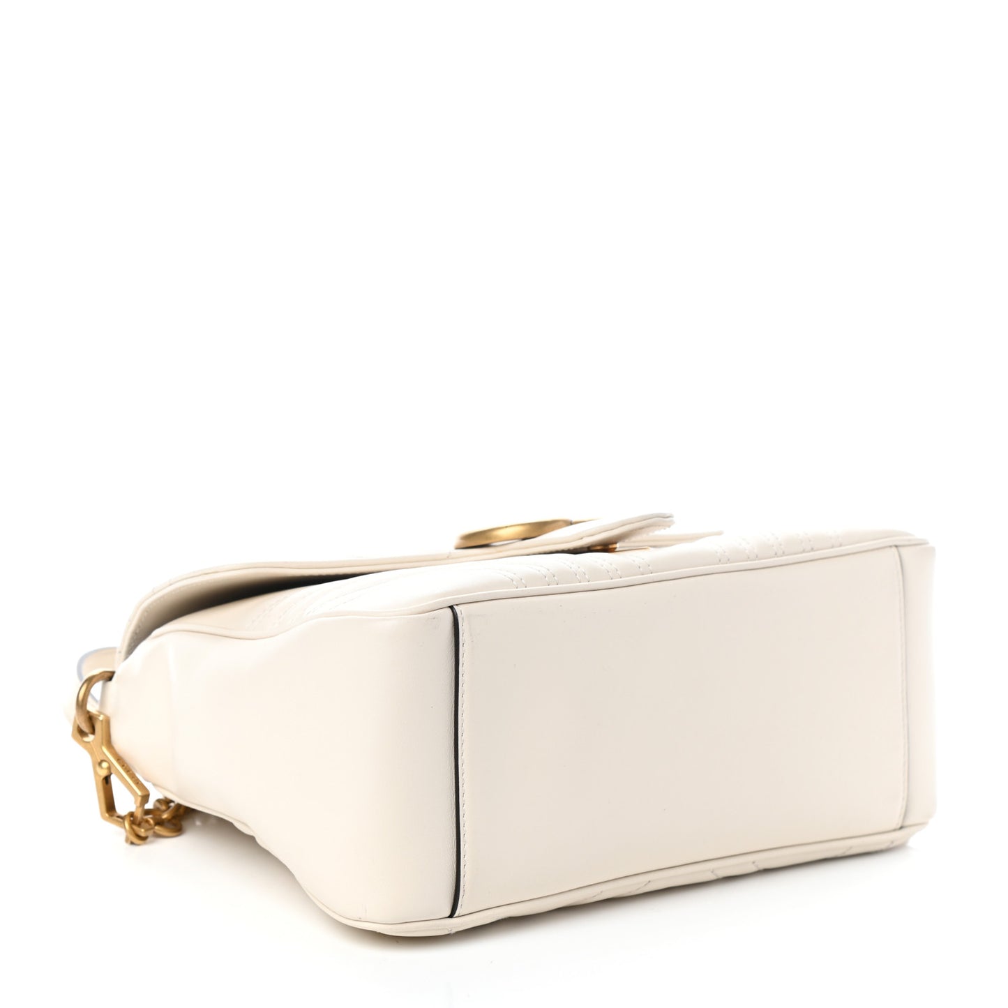 Calfskin Matelasse Small GG Marmont Top Handle Shoulder Bag White