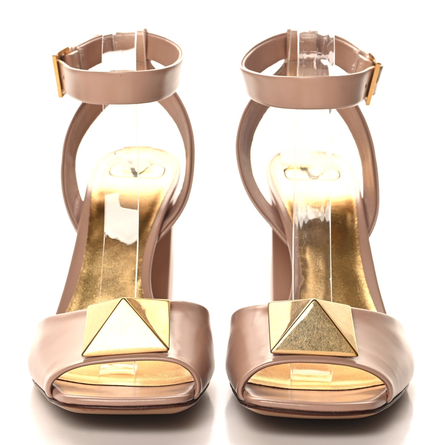 Calfskin One Stud Ankle Strap 90mm Sandals 41 Poudre
