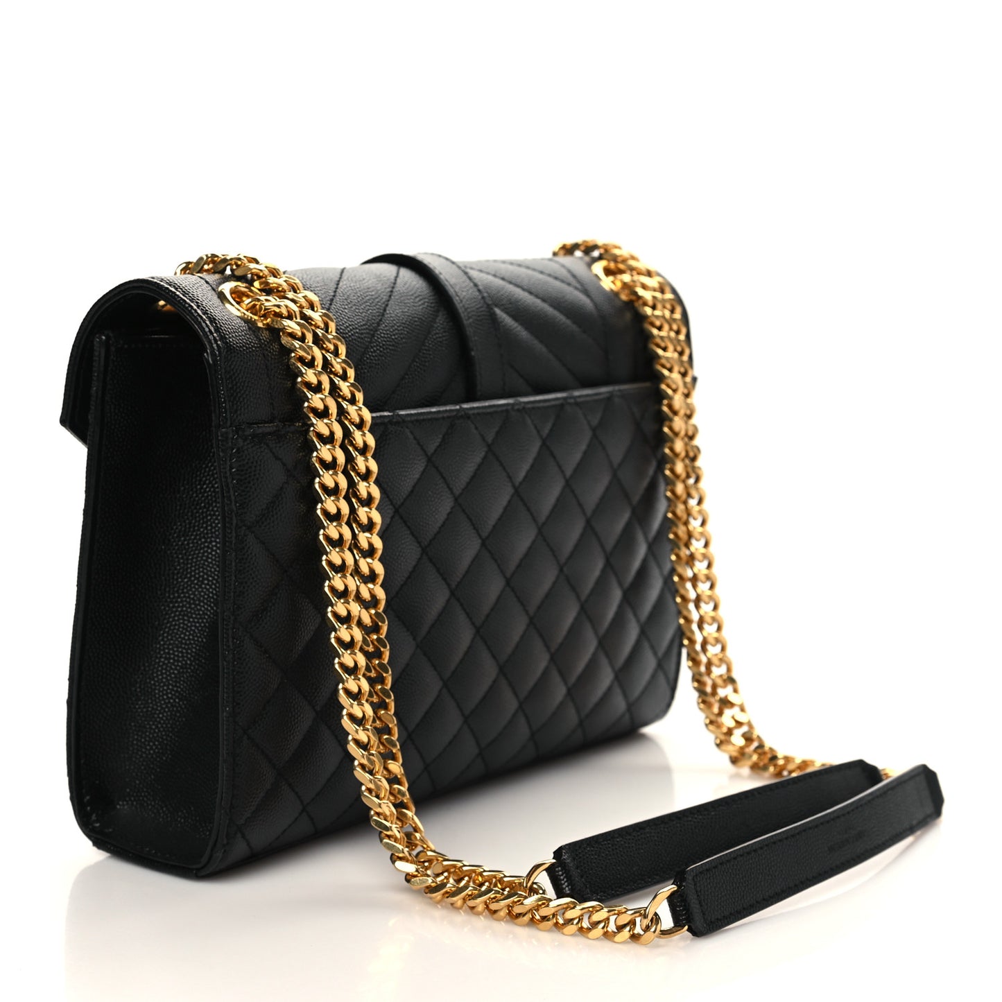Grain De Poudre Textured Mixed Matelasse Triquilt Medium Monogram Satchel Black