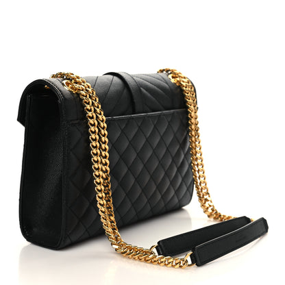 Saint Laurent Grain De Poudre Textured Mixed Matelasse Triquilt Medium Monogram Satchel Black 3 of 6